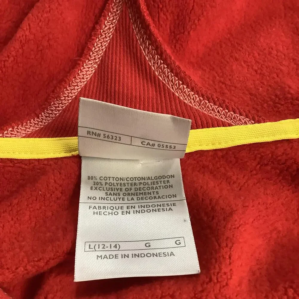 Nike Hoodie Youth Large Red Full Zip Fleece Swoosh Athletic Logo Sweatshirt